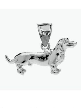 Solid Sterling Silver Dachshund Charm Pendant NEW